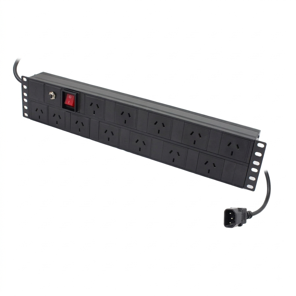 New In Stock: Blue Cable Co® 2RU 12-Port Rack Mount PDU | 3-Pin AUS GPO | 10A | IEC C14 Input